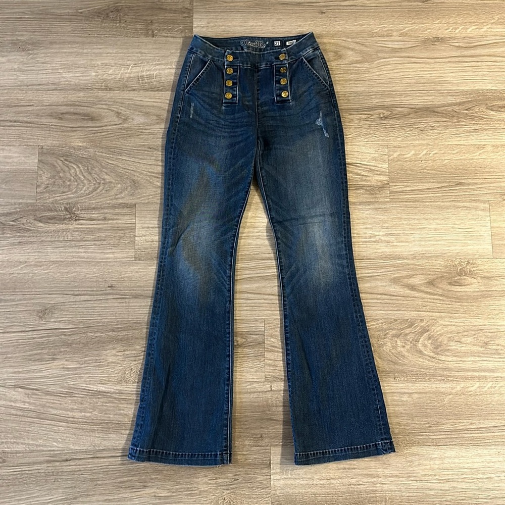 Miss Me High Rise Wide Flare Jean